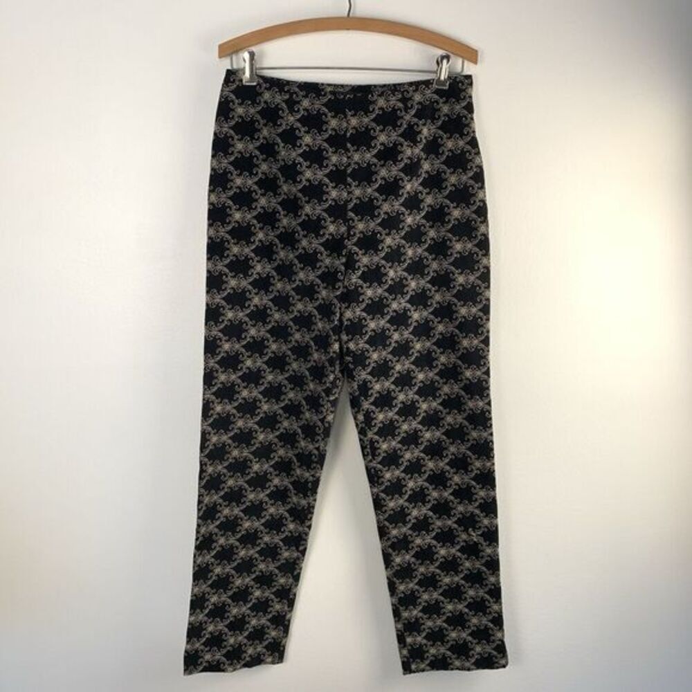 VTG Y2k La Vore Womens SZ 8 Black Velvet Embroidered Ankle Pants 30 inch Waist